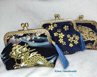 Monedero con estampado estilo japonés, cartera hecha a mano, regalo monedero dia madre,monedero con boquilla, regalo para mujer,portamonedas