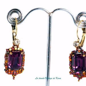 Vintage style earrings amethyst image 1