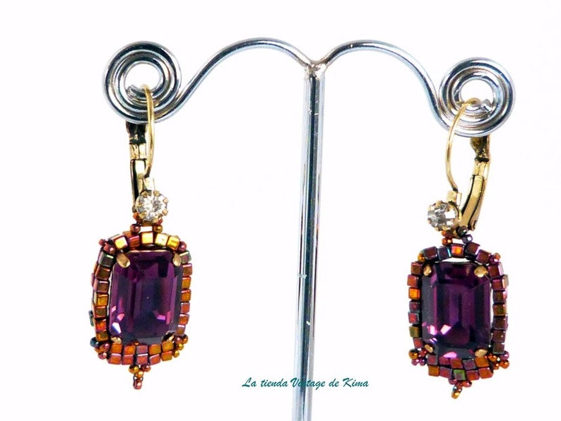 Vintage style earrings amethyst image 1