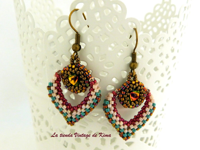 Boucles d'oreilles coeur, boucles d'oreilles avec Swarovski, boucles d'oreilles cadeaux Saint Valentin, boucles d'oreilles faites à la main, boucles d'oreilles colorées, boucles d'oreilles pour femmes image 4