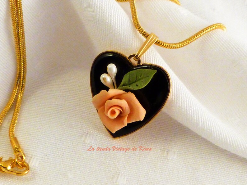 Heart pendant with rose image 2