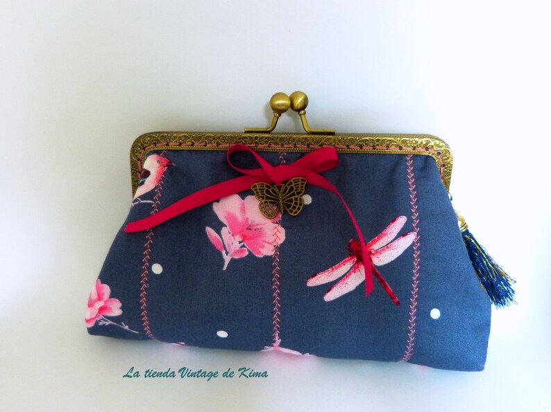 Purse with nozzle dragonfly and birds image 2