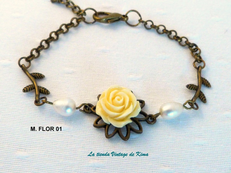 Vintage style bracelets with flowers 4 models zdjęcie 2