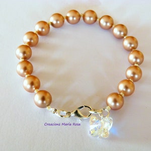 Swarovski vintage gold pearl bracelet afbeelding 1