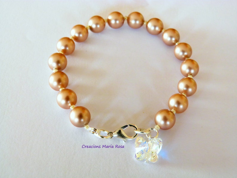 Swarovski vintage gold pearl bracelet afbeelding 1