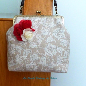 Stofftasche mit Mundstück drei Rosen Bild 1