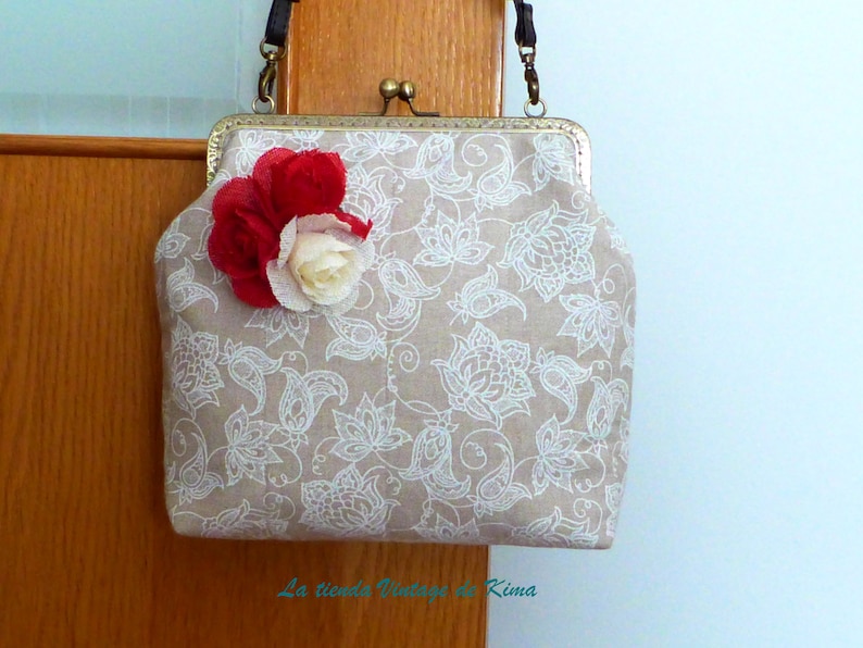 Stofftasche mit Mundstück drei Rosen Bild 1