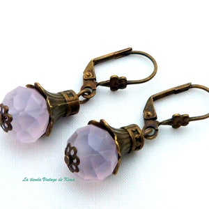 Vintage style crystal earrings Pink