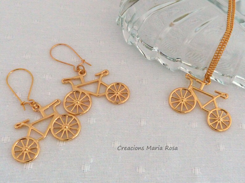 Set earrings and pendant bicycles image 1