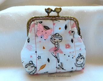 Monedero con boquilla mujer, cartera tela,monedero tela bailarinas, cartera regalo mujer,monedero hecho a mano, original cartera chica