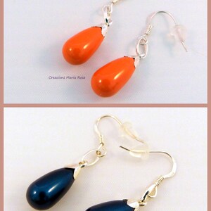 Sterling silver teardrop earrings 2 colors image 2