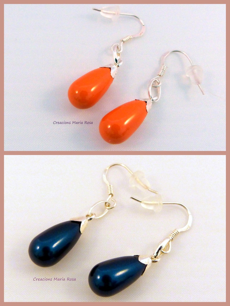 Sterling silver teardrop earrings 2 colors immagine 2