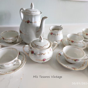 Koffieservies uit het begin van de 20e eeuw, koffie- of theeservies, luxe Yäger koffieservies, porselein gemaakt in Duitsland, vintage jaren 30