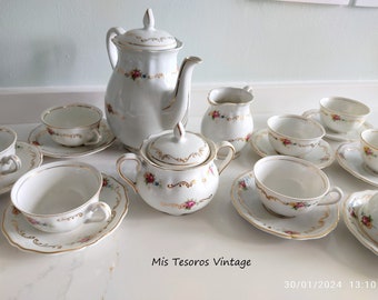 Early 20th century coffee set, coffee or tea set, Yäger luxury coffee set, porcelain made in Germany, vintage 1930s