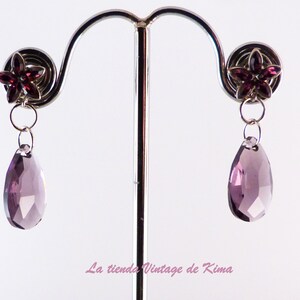 Button earrings with teardrop pendant image 6