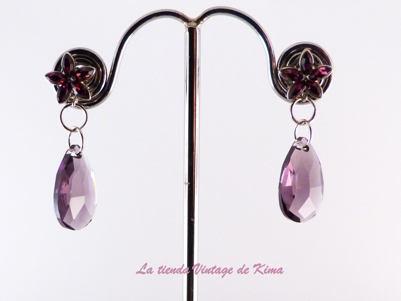 Button earrings with teardrop pendant image 6