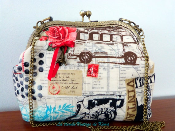 Bolso con boquilla bolso tela retro con boquilla bolso invitado