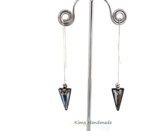 Sterling silver earrings, Swarovski Crystal earrings, minimalist earrings, women's gift earrings, perfect guest earrings, handmade earrings