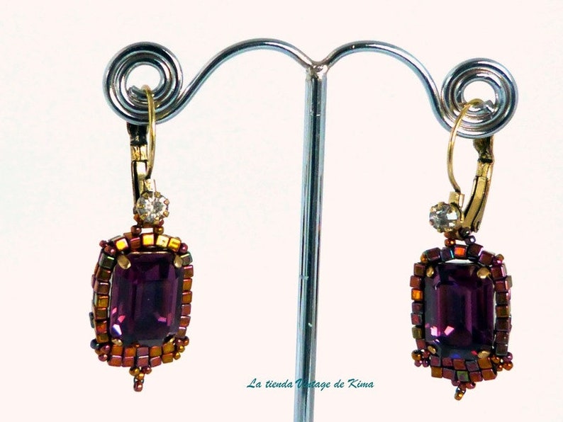 Vintage style earrings amethyst Bild 2