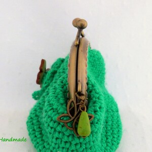 Crochet purse with metal nozzle, crochet wallet, green purse, handmade purse, wallet for women gift image 3