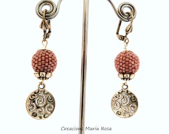 Ethnic pendant earrings with lined ball