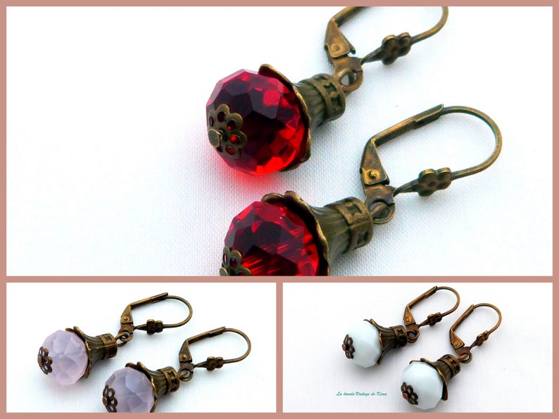 Vintage style crystal earrings afbeelding 1