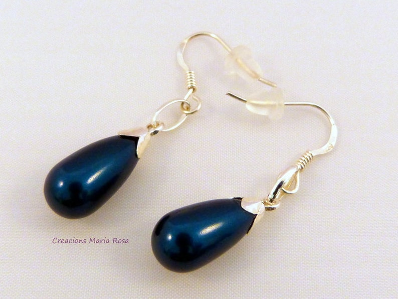 Sterling silver teardrop earrings 2 colors Azul