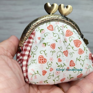 Square purse with hearts, round purse with hearts, wallet for her, women's wallet gift, Christmas gift for her or for you image 2
