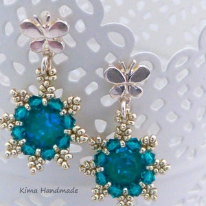 Pendientes plata de ley, pendientes con cristal swarovski,aretes perno mariposa,aretes hechos a mano,aretes dama honor,regalo aretes novia imagen 3