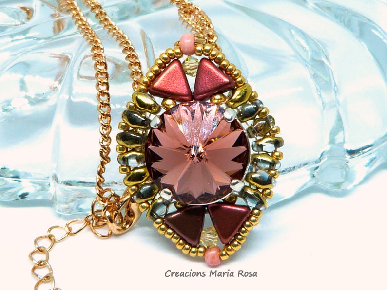 Pendant with Swarovski Crystal Blush Rose image 1