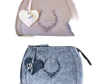 Oktoberfest dirndl bag traditional bag shoulder bag "Rika" light gray/dark gray, or "Cindy" champagne/rose, Christmas gift