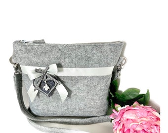 Dirndl bag shoulder bag traditional bag “Billy” medium gray, felt bag, small shopper, Christmas gift, birthday, present