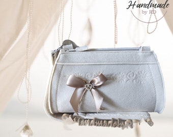 Dirndl bag for the wedding dirndl "Annabelle" wool white, felt bag, Christmas present, wedding, Christmas present