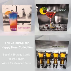 Birthday Cards - Set of 3 - Happy Hour Collection