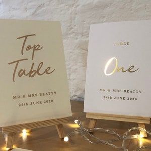 Wedding Table Numbers - Foiled & Personalised