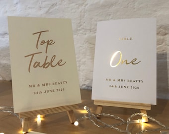 Wedding Table Numbers - Foiled & Personalised