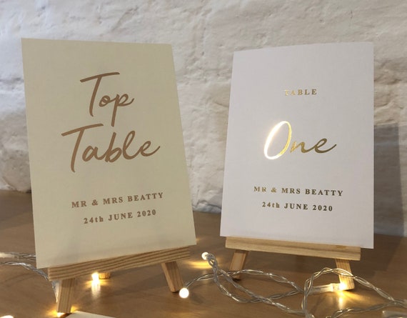 Wedding Table Numbers Hot Foiled 