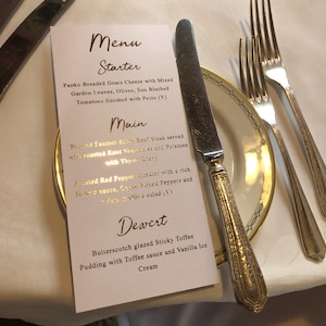 Wedding Menus - Foiled - Slim Design