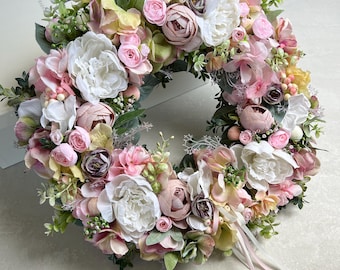 Blush Pink Peony Wreath: Summer Floral, Boho Wedding Decor