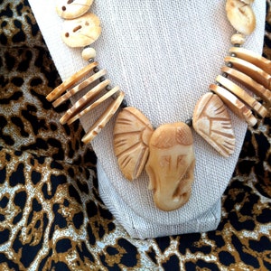 Jewelry Vintage Hand Carved Elephant Necklace