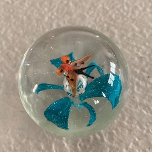 Art Glass Vintage Flower Butterfly Paperweight