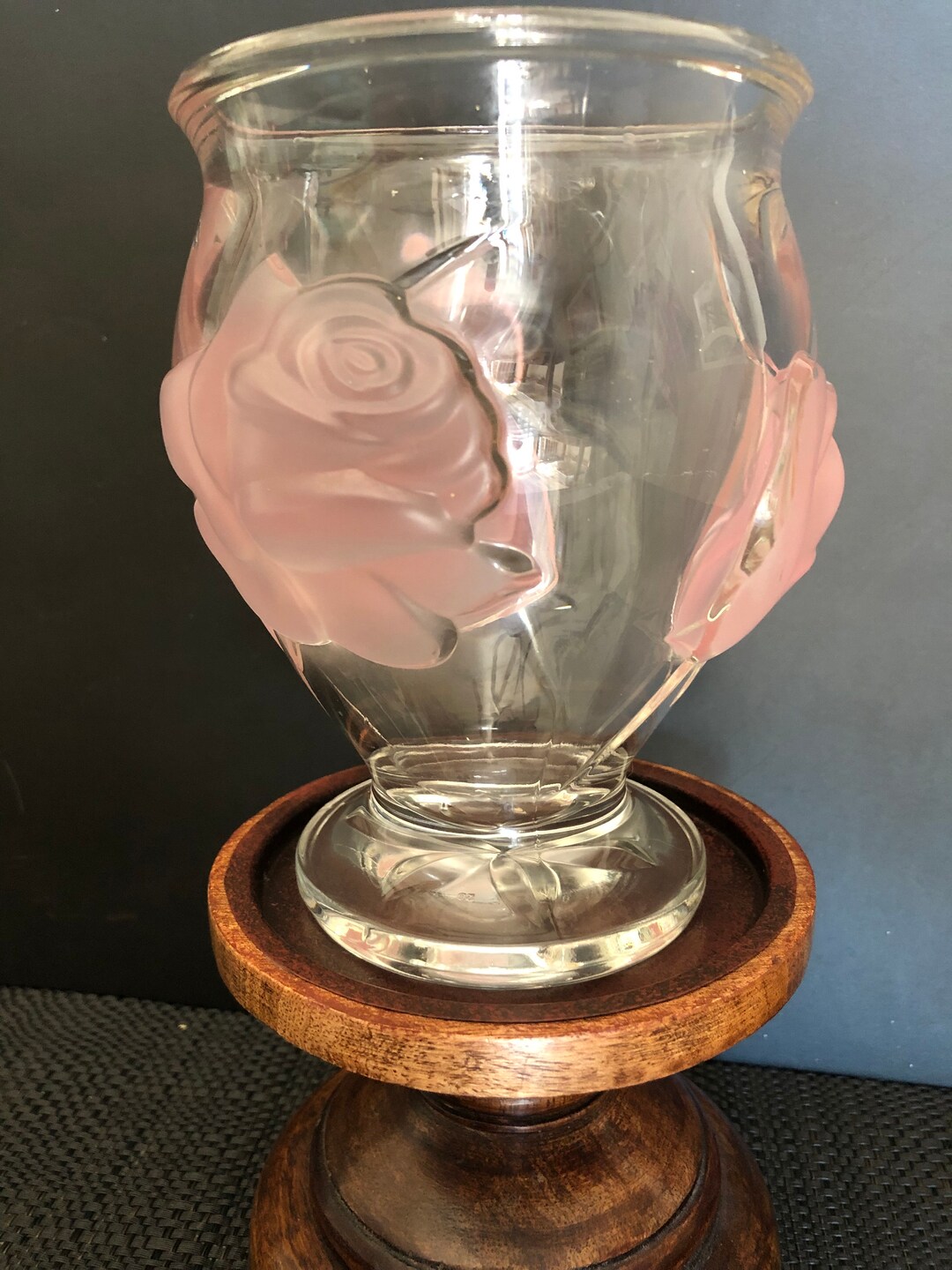 Vintage Raised Rose Glass Vase Teleflora Made in France Etsy
