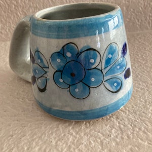 Vintage handgemachte handbemalte mexikanische Keramik Tonala Mexiko Becher