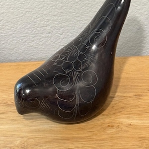 Mexican Blackware Pottery Hand Carved Dove