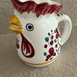 Vintage Ceramic Deruta Rooster Creamer Italian Folk Art Design