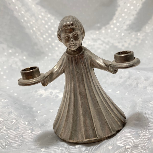 Pewter Angel Candle Holder Etsy