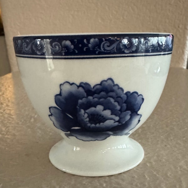 Vintage Baum Bros Small Decorative Bowl Vase Blue Rose Collection