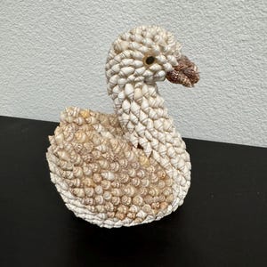 Vintage Folk Art Seashell Swan Figurine