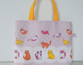 Kindertasche - Einkaufstasche  - Tragetasche - Bäckertasche für Kinder , Motiv: Süße Kätzchen