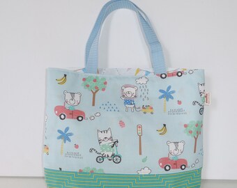 Kindertasche - Kleine Einkaufstasche  - Stofftasche - Bäckertasche - Motiv: Lustige Tiere